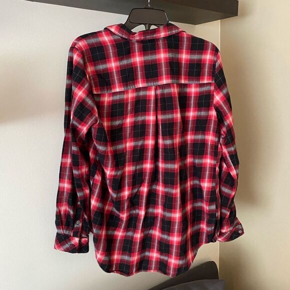 Sonoma Red and Black Checkered Plaid Button Down Top Size Medium - Picture 3 of 7